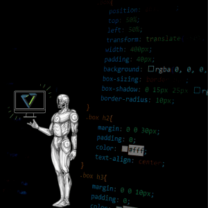 IT Vortex Logo & Robot with Code