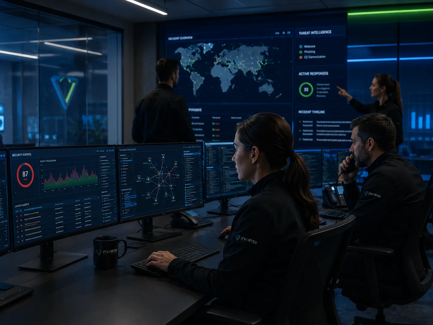 Security Operations Center monitoring threats