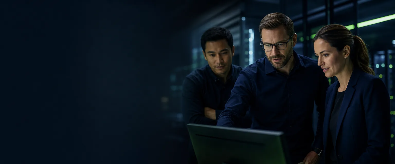 The IT Vortex team of engineers collaborating in a data center