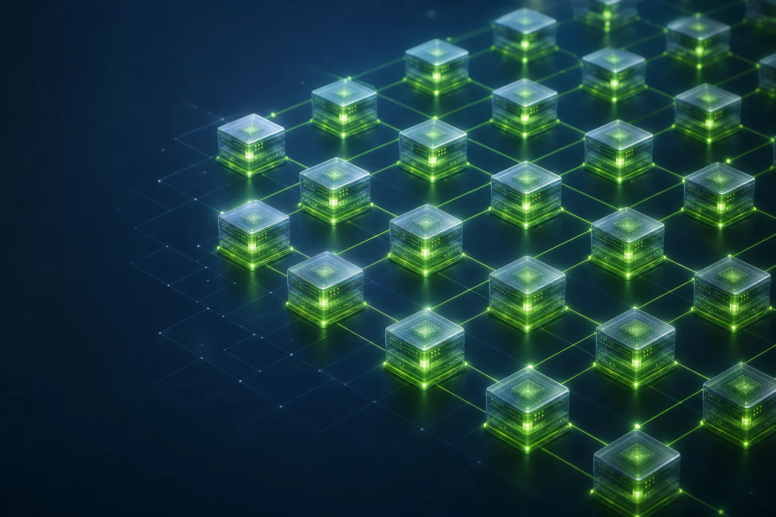 Isometric illustration of a Nutanix hyperconverged scale-out grid