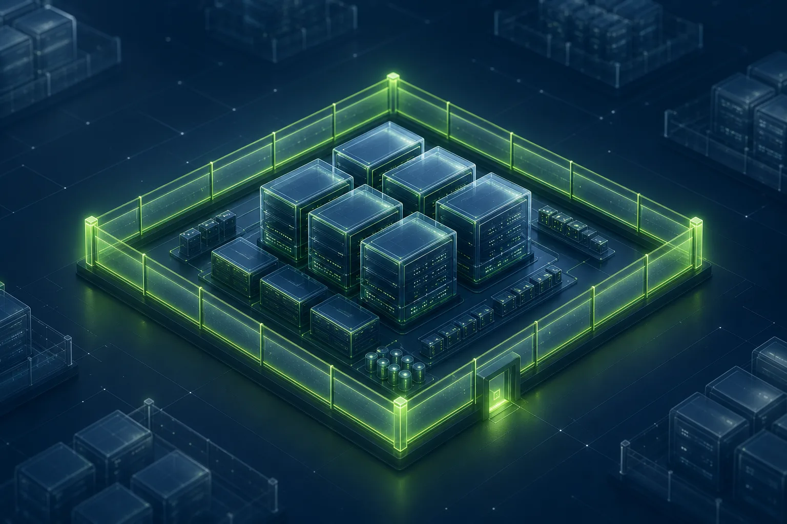 Isometric illustration of dedicated single-tenant private cloud infrastructure
