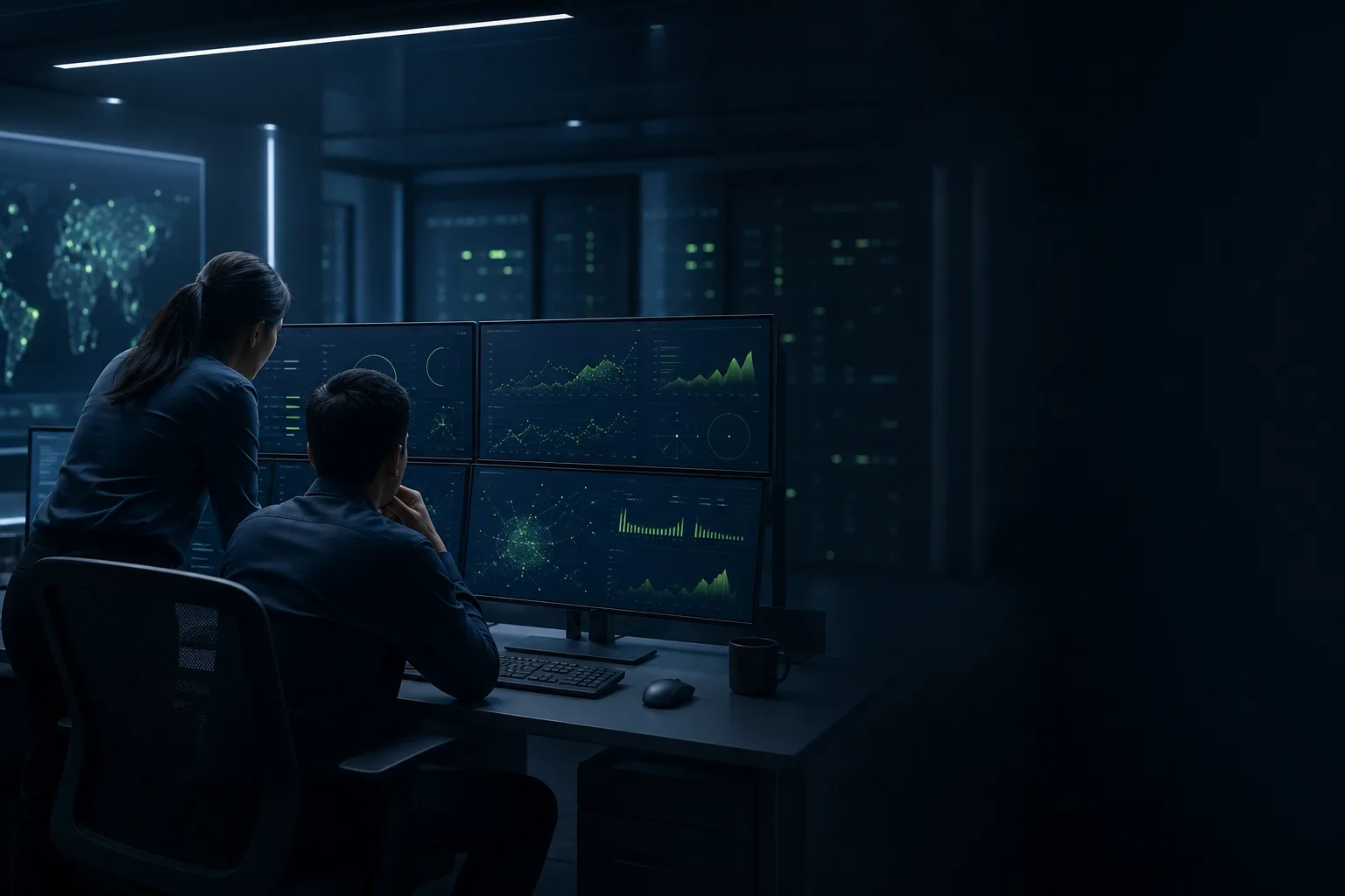 IT Vortex engineers at the network operations desk in New Jersey