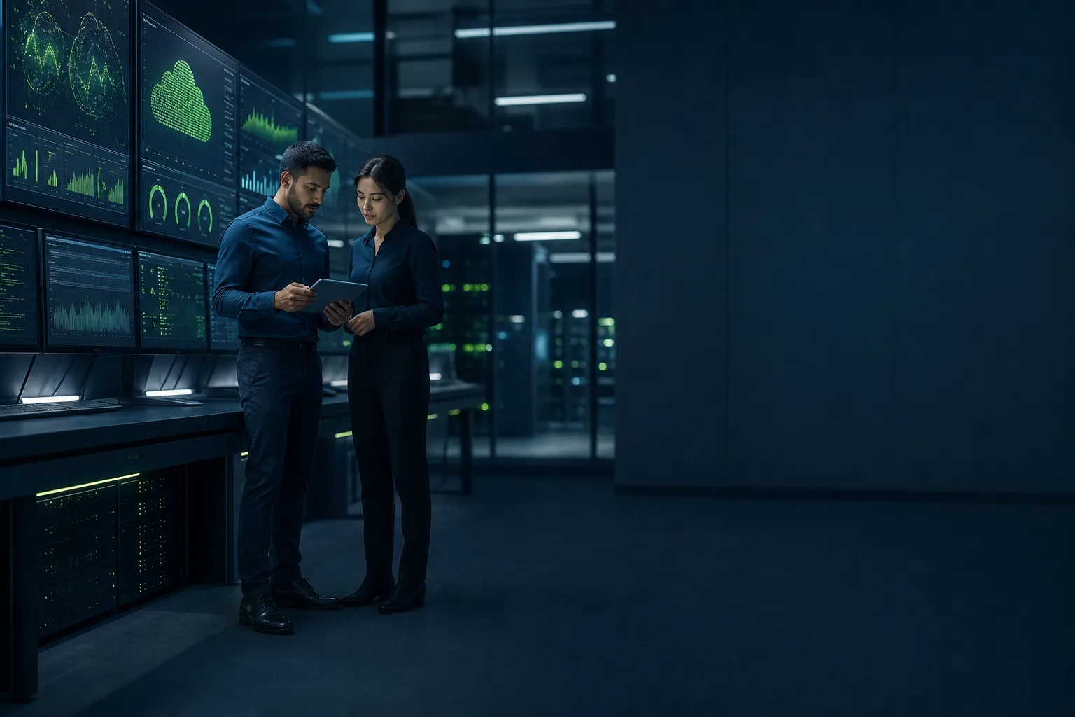 IT Vortex engineers reviewing a backup monitoring dashboard