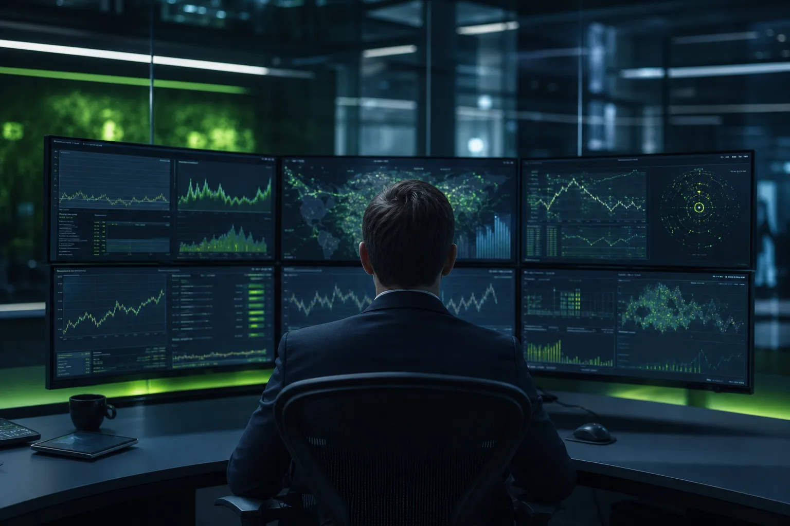 Financial analyst at a secure operations desk for PCI and SOC 2 compliant cloud hosting