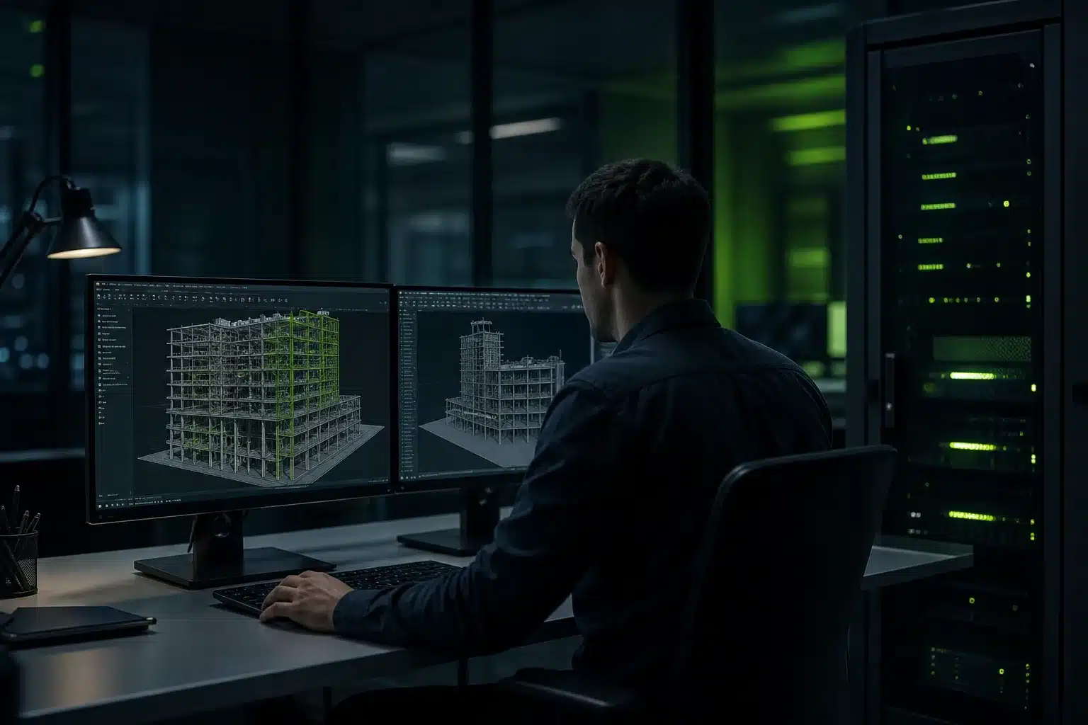 Engineer working on a cloud-hosted 3D model from a GPU-accelerated virtual workstation